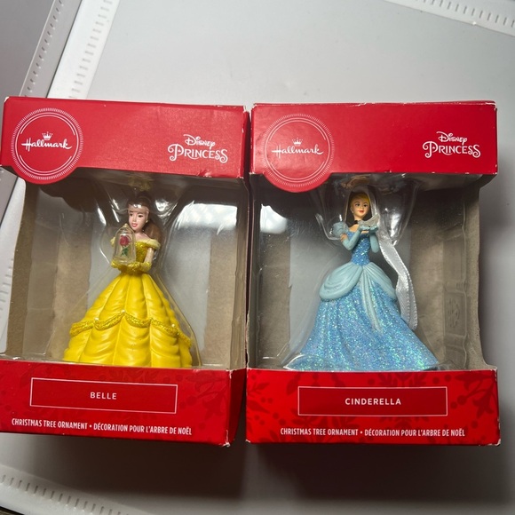 Hallmark Disney Princess Cinderella and Belle Christmas Ornaments - New in Box - Picture 1 of 7